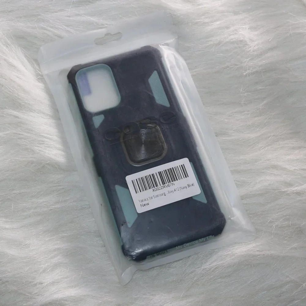 Samsung Galaxy A12 Phone - Navy Blue/Light Blue with Kickstand Phone Grip